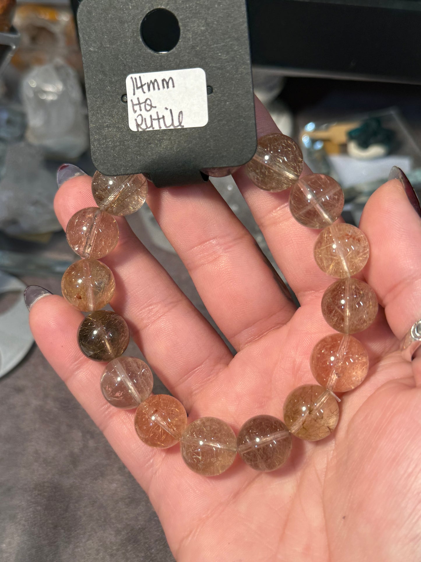 High Clarity Mixed Rutile 14mm Bracelet