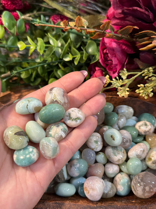 High Quality Green Flower Agate Tumble