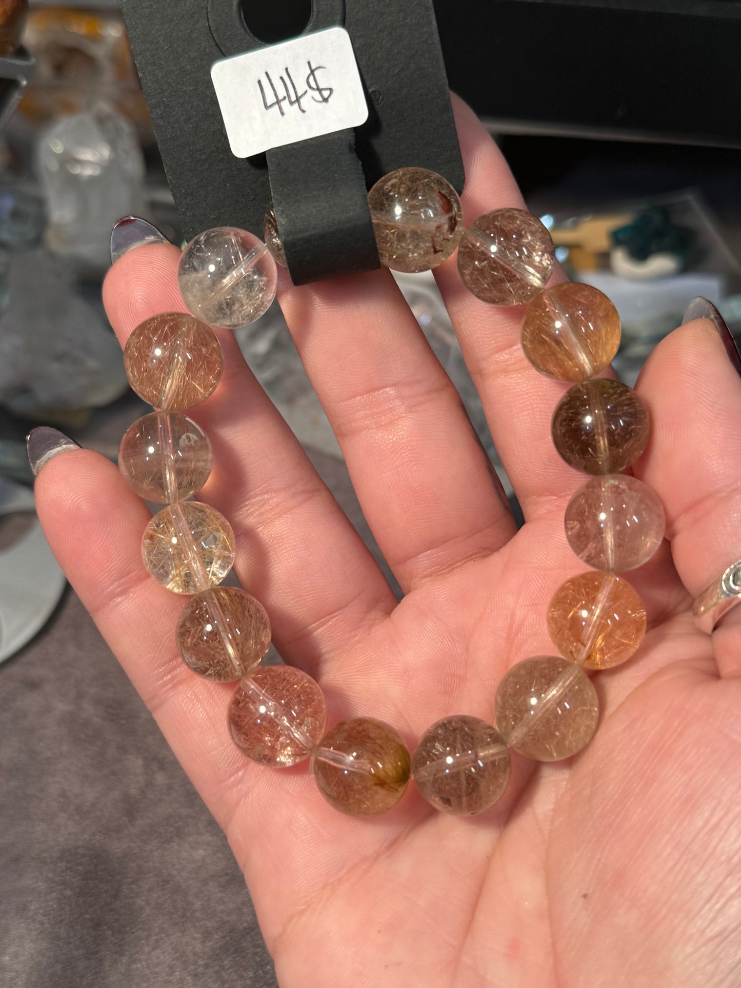 High Clarity Mixed Rutile 14mm Bracelet